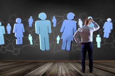 Ağ bağlantısı kişi ile her diğer - 3d işleme bağlı