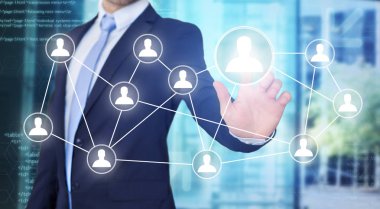 Teknoloji arabirimi dokunmadan işadamı 