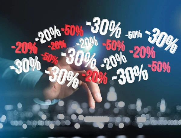 Verkaufsförderung 20% 30% und 50% fliegen über eine Schnittstelle - shopp — Stockfoto