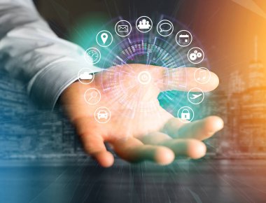 Uygulama tarafından çevrili bir teknoloji arabiriminin giriş sayfası düğmesini 