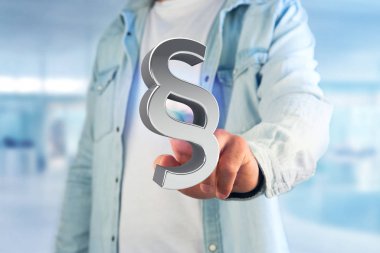 Adalet ve hukuk sembolü bir futuristik bir arayüze üzerinde görüntülenen 