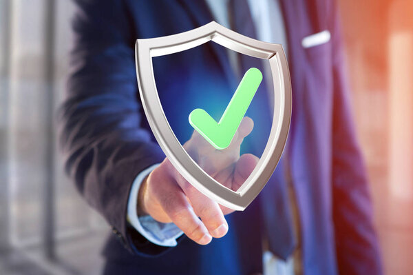 Символ щита отображается на футуристическом интерфейсе
 