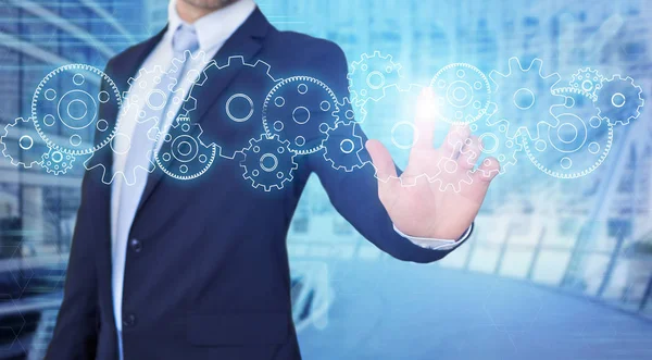 Dişli çark settin teknoloji arabirimi dokunmadan işadamı