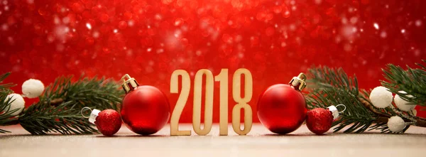 Felice anno nuovo 2018 sfondo con decorazione di Natale — Foto Stock