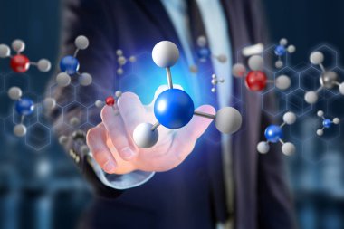 tıbbi bir arabirimde 3D render molekül üzerinde görüntülenen bir 