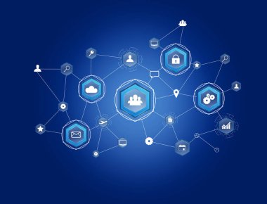 İş ağ bağlantısı üzerinde bir futuristik bir arayüze görüntülenen 