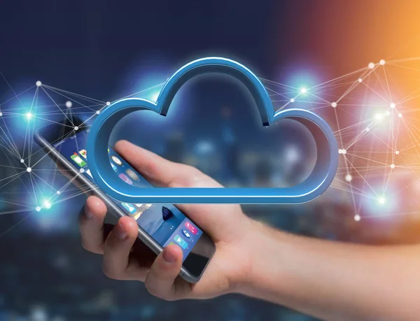 未来のインターフェイスに表示される青い雲 — ストック写真