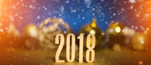 Frohes neues Jahr 2018 Hintergrund mit Weihnachtsdekoration — Stockfoto