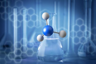 tıbbi bir arabirimde 3D render molekül üzerinde görüntülenen bir 