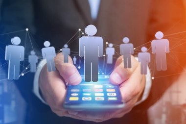 Ağ bağlantısı kişi ile her diğer - 3d işleme bağlı