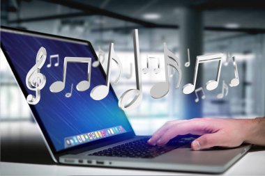 fütüristik bir arabirimde 3D render müzik notlar