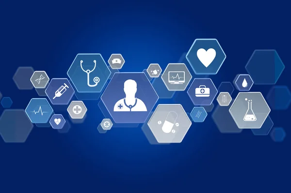 Lékařství a všeobecné zdravotní péče ikona zobrazí na technologie i — Stock fotografie