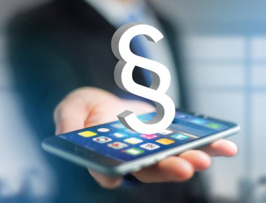 Adalet ve hukuk sembolü futuristik bir arayüze - Tec üzerinde görüntülenen