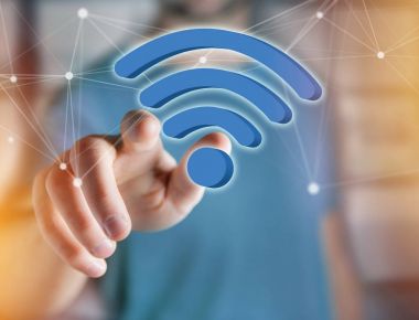 Wifi sembolü futuristik bir arayüze - bağlantı üzerinde görüntülenen ve
