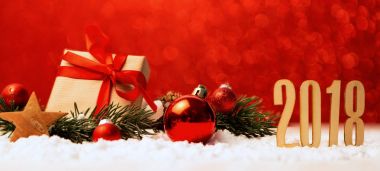 Mutlu yeni yıl 2018 arka plan christmas dekorasyon ile