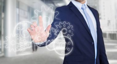 Dişli çark settin teknoloji arabirimi dokunmadan işadamı