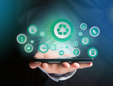 Ekoloji kavramı simgeleri ile Smartphone