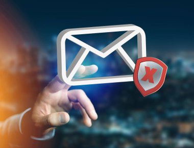 Spam bir futuristik bir arayüze üzerinde görüntülenen ileti e-posta simgesi - 
