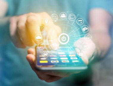 Uygulama tarafından çevrili bir teknoloji arabiriminin giriş sayfası düğmesini 