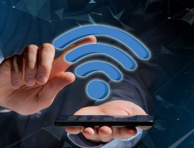 Wifi sembolü futuristik bir arayüze - bağlantı üzerinde görüntülenen ve