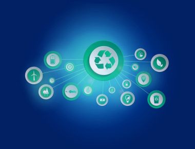 Teknoloji ekolojik arabirim üzerinde bir technolog simgesiyle