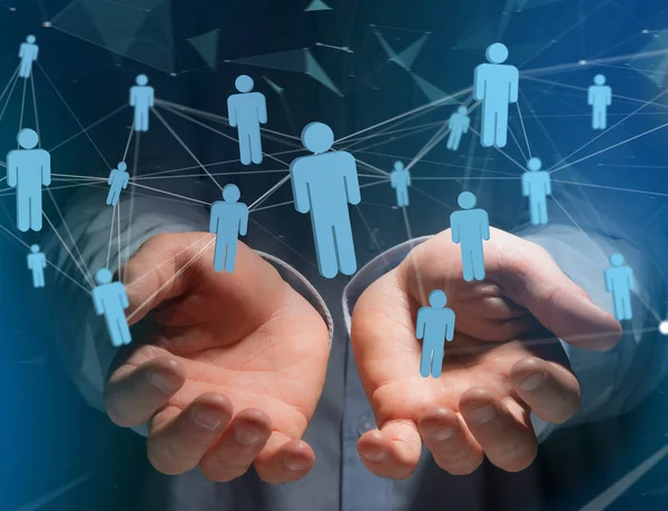 Conexão de rede com pessoas ligadas entre si - Negócios e — Fotografia de Stock
