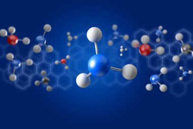 bir renk arka plan üzerinde 3D render molekül