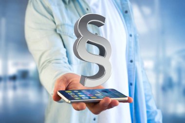 Adalet ve hukuk sembolü futuristik bir arayüze - 3d üzerinde görüntülenen 