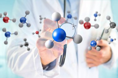 tıbbi bir arabirimde 3D render molekül üzerinde görüntülenen bir 