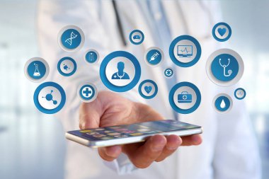 Medecine ve teknoloji m üzerinde görüntülenen genel sağlık simgesi