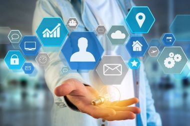 İş ağ uygulaması bir futuristik bir arayüze üzerinde görüntülenen