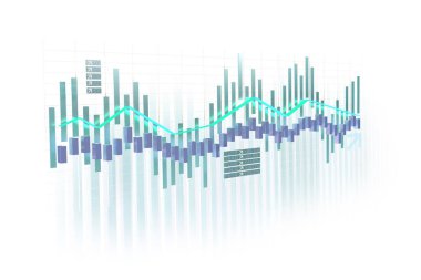  3D render veri bilgi üzerinde izole Ticaret Borsası bir