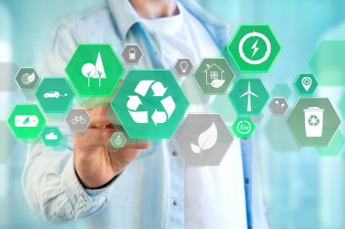 Teknoloji ekolojik arabirim üzerinde bir futuristi simgesiyle