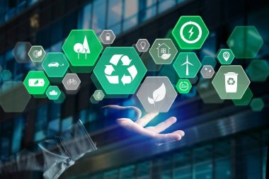 Teknoloji ekolojik arabirim üzerinde bir futuristi simgesiyle