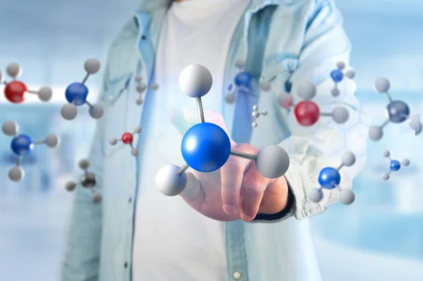 3d rendering molecule on a displayed on a medical interface — Stock Photo, Image