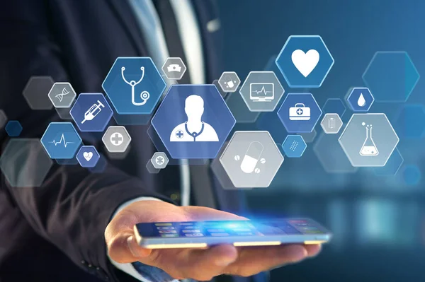 Medicinska och allmänna hälso-ikonen som visas på en teknik i — Stockfoto