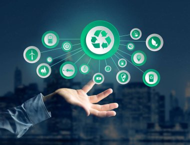 Ekoloji kavramı simgelerle fütüristik inteface