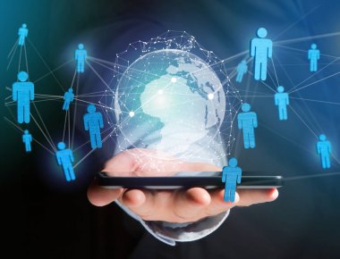 Uluslararası Ağ g futuristik bir arabirim üstünde görüntülenen