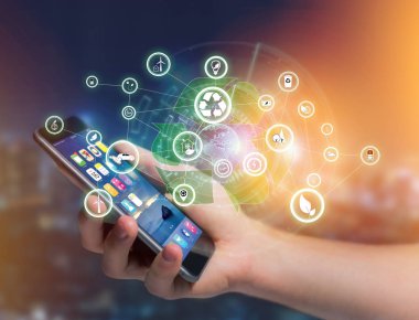 Ekoloji kavramı simgeleri ile Smartphone