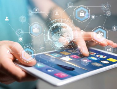 Uluslararası iş ağ bağlantısı üzerinde bir modern görüntülenen