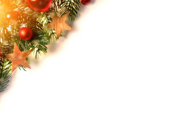 Sfondo natalizio con palline di Natale, regali e decorazioni — Foto Stock