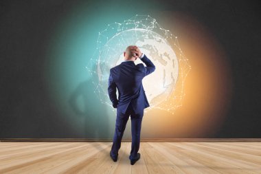 İşadamı ile dünya ve net Golf Sahası