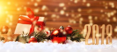 Mutlu yeni yıl 2018 arka plan christmas dekorasyon ile