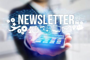 Bülten titl ile futuristik bir arayüze tutan adam kavramı