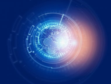 Uluslararası Dünya iletişim üzerinde bir futuristik Inte görüntülenen