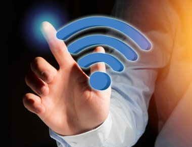 Wifi sembolü futuristik bir arayüze - bağlantı üzerinde görüntülenen ve