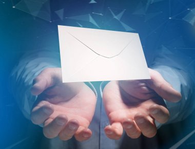 Zarf iletisinin bir futuristik e-posta arayüzey - 3d 