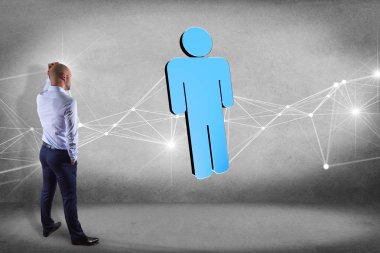 İşadamı ve ağ bağlantı simgesi