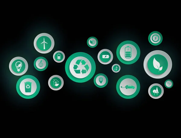 Technologie ekologiczne interfejs z ikona wyświetlana na technolog — Zdjęcie stockowe