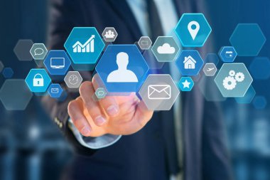 İş ağ uygulaması bir futuristik bir arayüze üzerinde görüntülenen